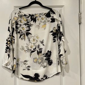 WHBM Boat Neck Ruffled Sleeve Blouse.